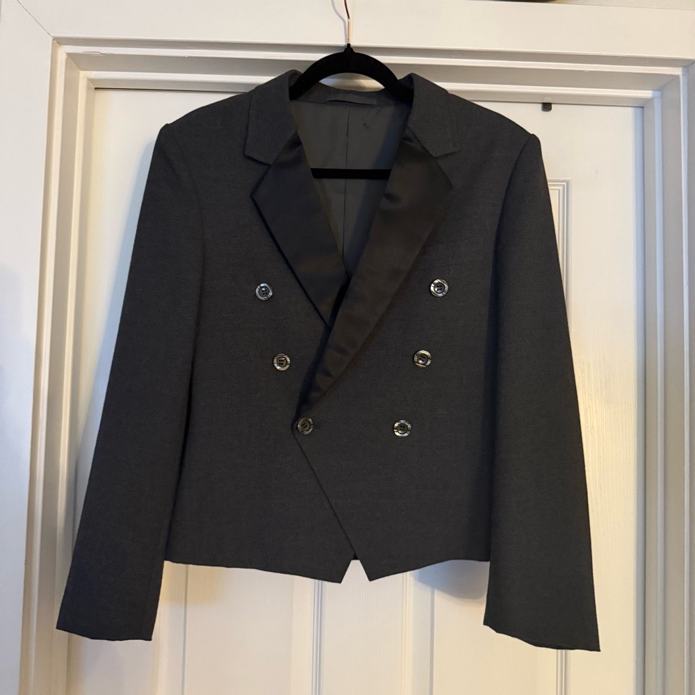 Chic Double-Breasted Gray Blazer - image 1